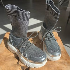 Sock Sneaky -  by ESQ- black & silver mesh lining